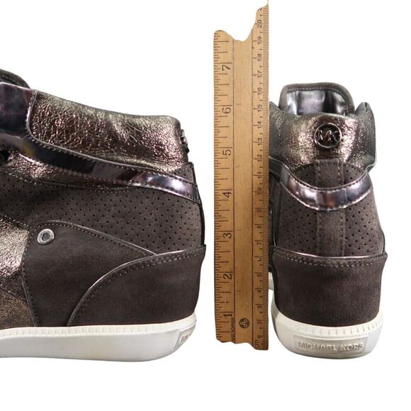 Michael Kors Shoes Womens 10 Sneakers Fashion Lifestyle Hidden Wedge Leather Mid - Picture 8 of 16